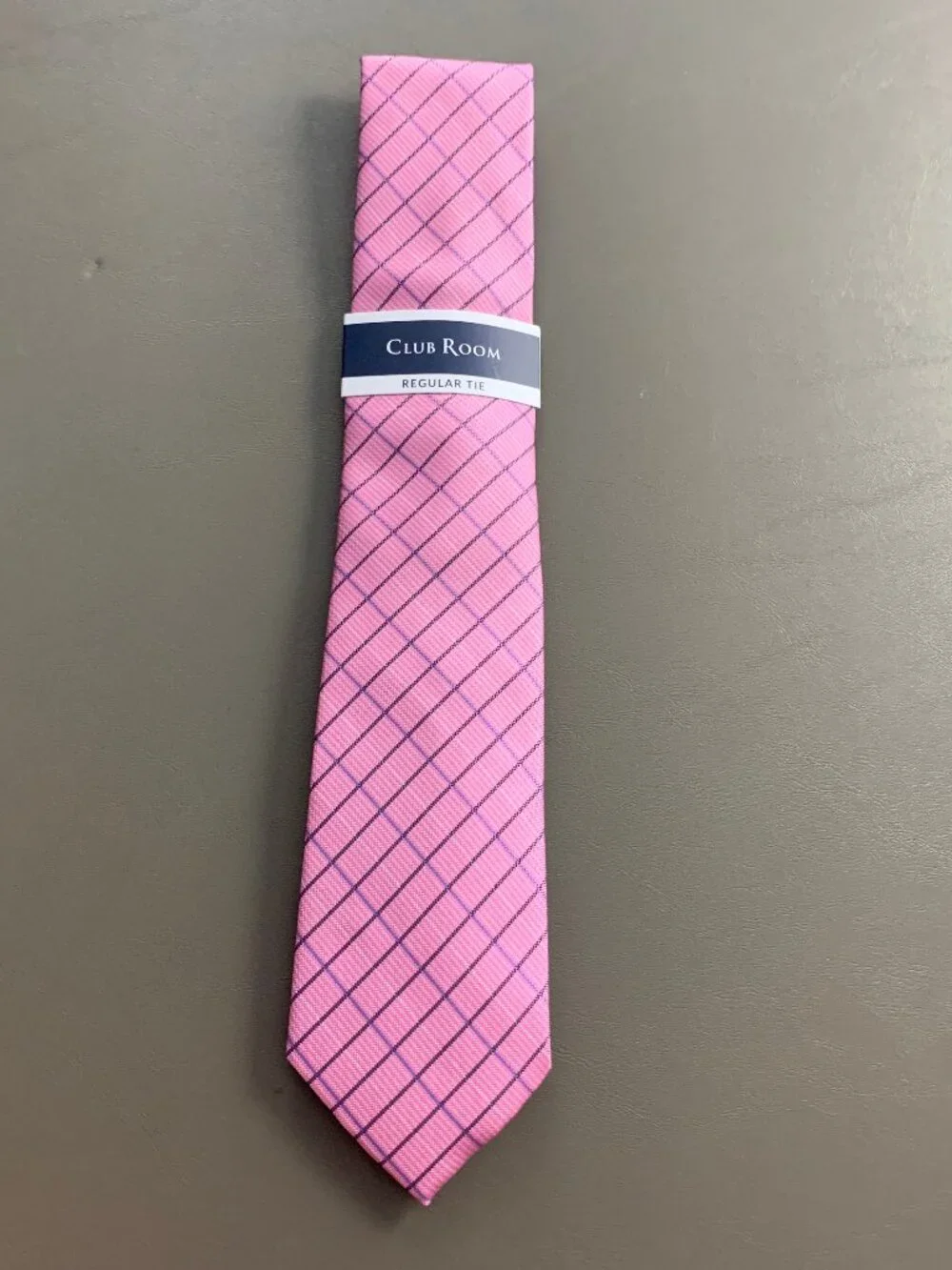 Club Room Men's 3.25'' 100% Polyester Neck Tie, Quaise Pink Grid, One Size